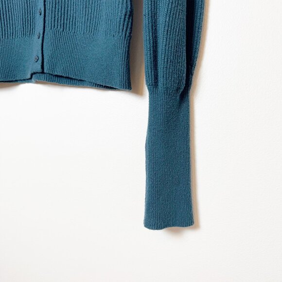 Abercrombie & Fitch Ribbed Dark Teal Cardigan Sweater Size M - Picture 4 of 8
